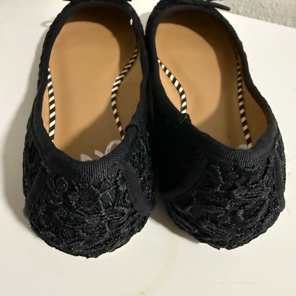 Dolce Vita Black Lace Flats with Bow - Picture 3 of 4